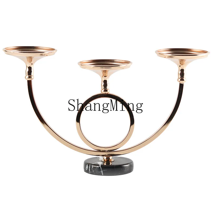 

DSA light luxury three-headed candle holder romantic candlelight dinner wedding props tabletop model room hotel candle ornament