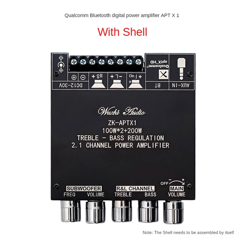 

ZK-APTX1 Bluetooth Power Amplifier Board 2.1 Channel 2X100w+200W Subwoofer TPA3221 Digital Amplifier Module