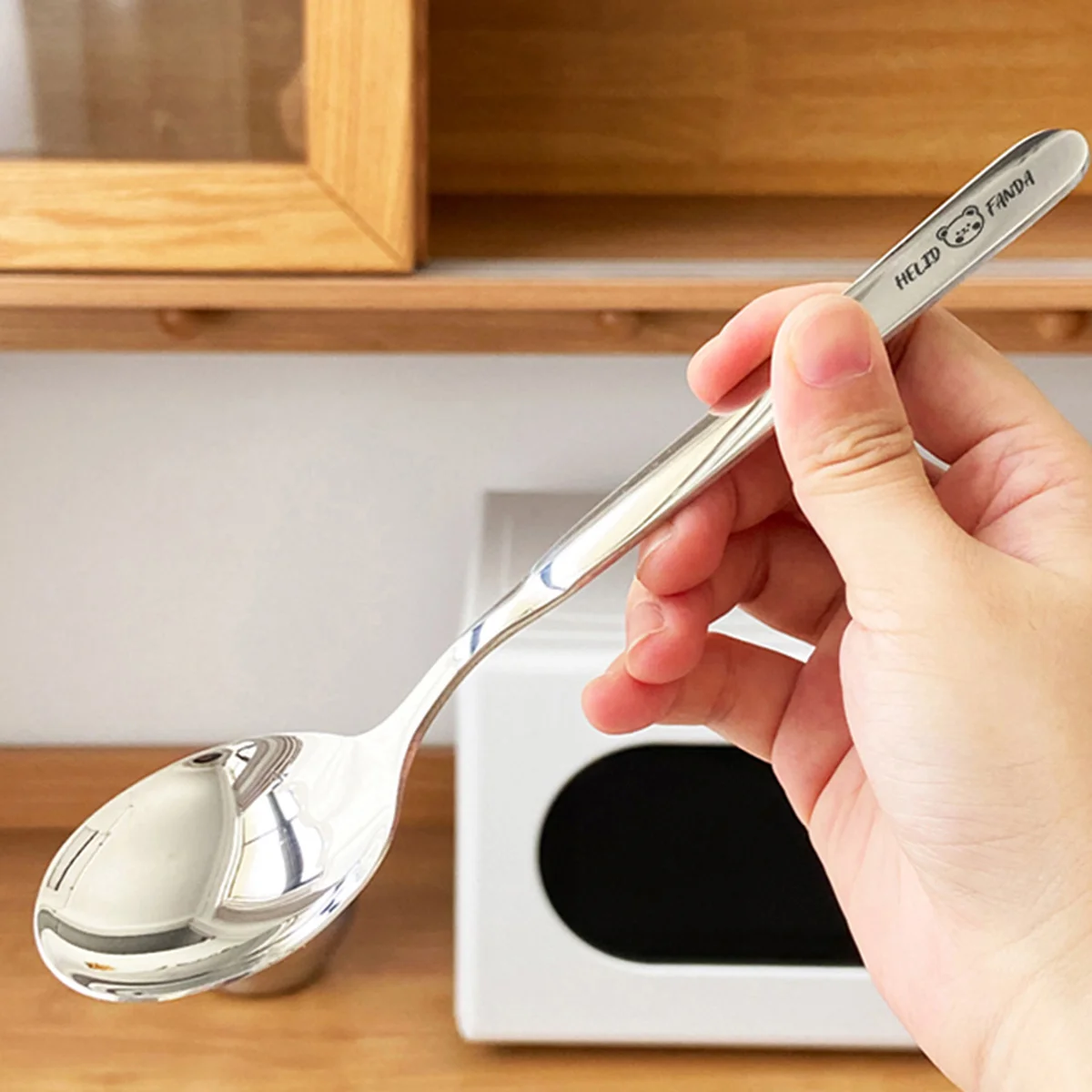 WORTHBUY 316 Stainless Steel Cake Dessert Spoon Kid Spoon Long Handle Soup Spoon Honey Ice Cream Scoop Kitchen Child Tableware