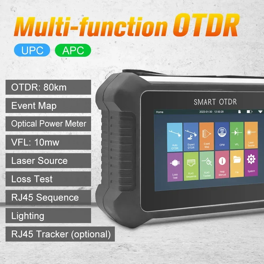 

TM292 Mini OTDR Fiber Optic Reflectometer, Touch Screen, VFL, OLS, OPM, Event Map, With Cable Tester