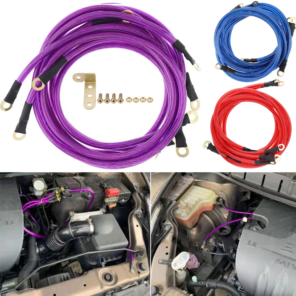 Universal 5 Point Auto Grounding Wire Kit High Performance Earth Ground Cables Improve Car Power Modification Accessories