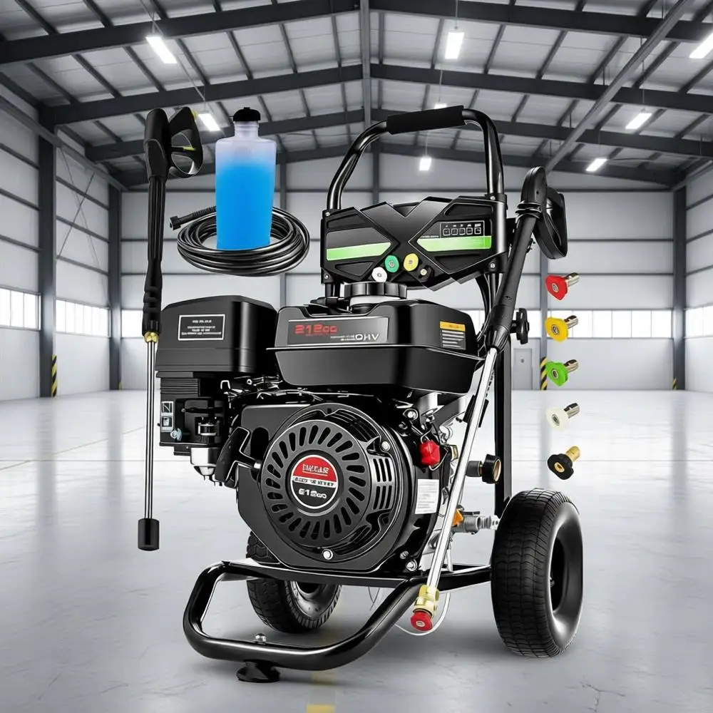 

4200PSI Gas Prure Washer 4.0GPM Gas Power Washer 212CC Gas Powered Washing hine Commercial High Prure Washer with 25t Hose&5 Noz