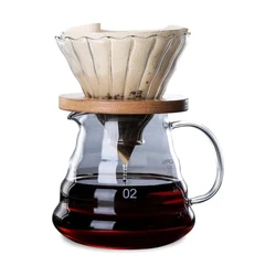 Punana-Cafetière à verser sur, carafe en verre, serveur à café avec goutteur et filtre à café en verre, 1-4 standardisation, 300 ml, 360 ml, 600ml