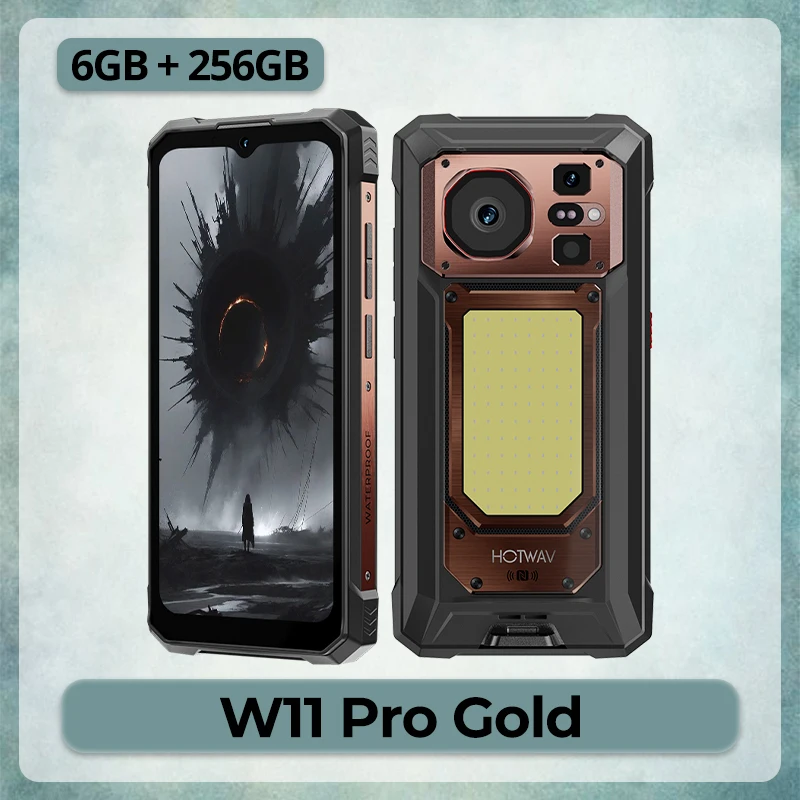 HOTWAV Nieuwste W11 Pro Android 16 Octa-core Robuuste Telefoon 6.6'' FHD+ 120Hz Scherm 20800mAh Grote Batterij 33W Snelladen Smartphone 6GB RAM 256GB ROM Super Campinglamp 64MP+20MP+16MP Camera