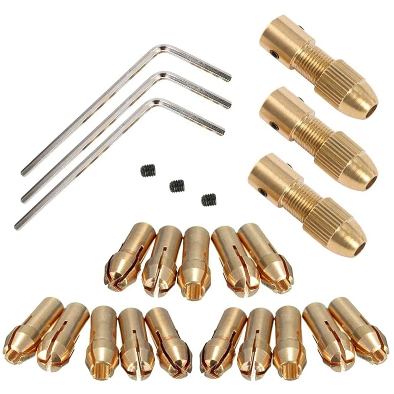 

3 Sets 0.5-3Mm Brass Drill Chuck Small Electric Drill Bit Collet Fit For Dremel Rotary Tools 3 Size -2.0Mm 2.35Mm 3.17Mm CNIM Ho