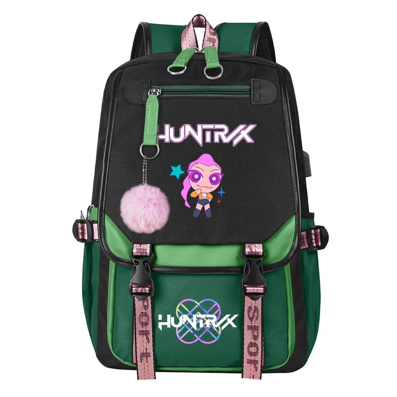 학생용 학교 백팩 K팝 데몬 헌터스 데일리 백팩 2025 핫 무비 프린트 백팩 소녀 소년용 노트북 USB 포트 가방