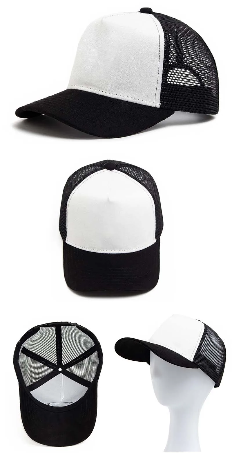 Unisex Hot Selling 5 Panel Mesh Suede Trucker Hat Men High Quality Baseball Cap Spring Summer Breathable Adjustable Sports Hats