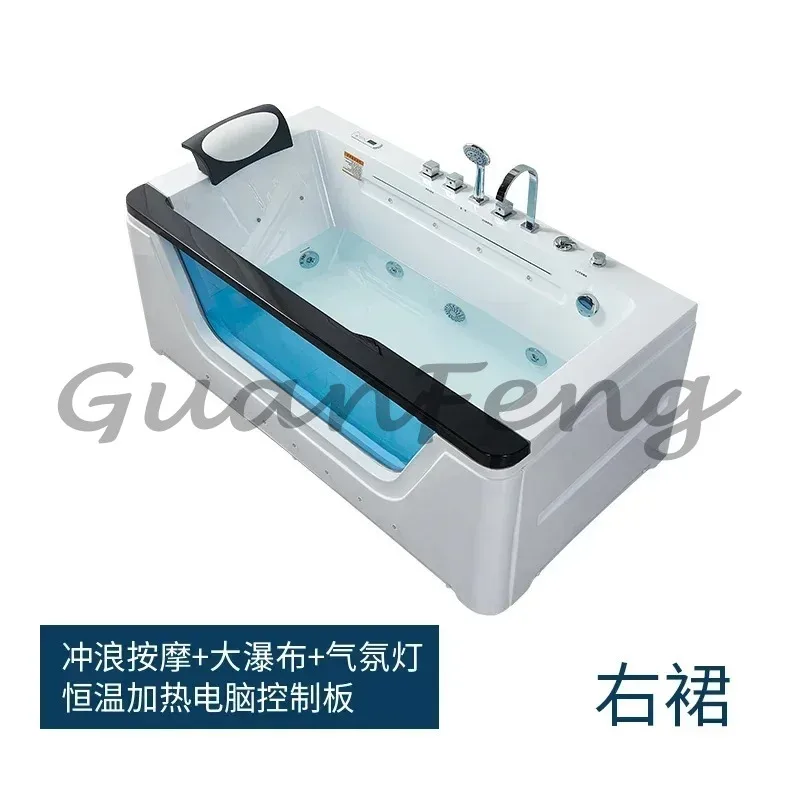 Double Deluxe Waterfall Jacuzzi Acrylic Hotel Home Heated Bath