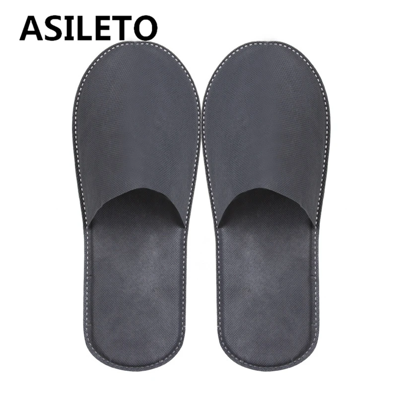 ASILETO 100 Pairs Of Disposable Slippers For Hotel Floor Indoor Guest Salon Non-slip Big Size White Grey