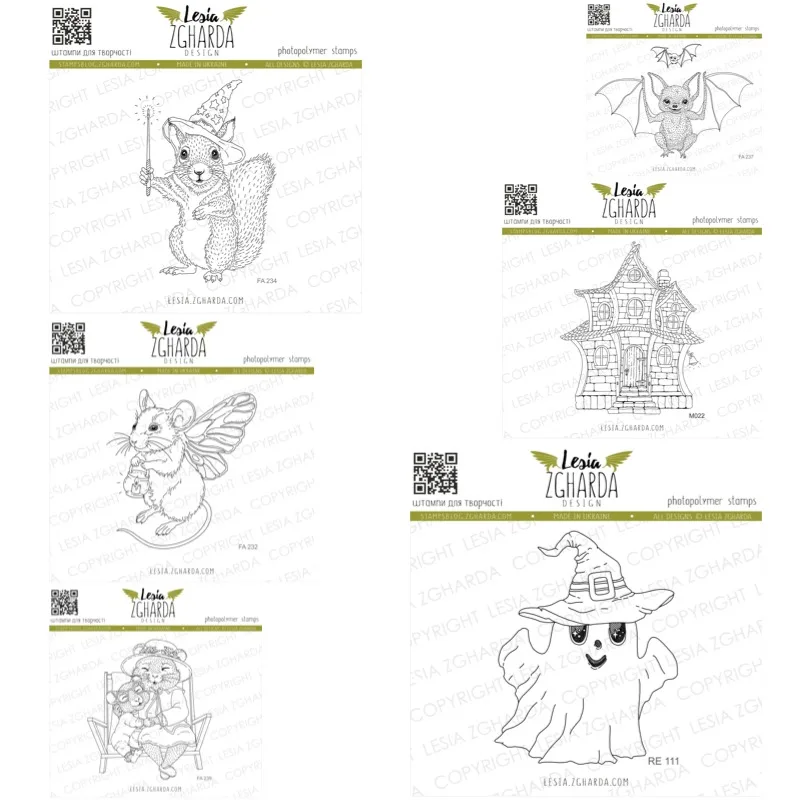 Ghostly Fun Bats Wizard Squirrel Clear Silicone Stamps Scrapbook Diary Decoration Stencil Embossing Template DIY Greeting Card