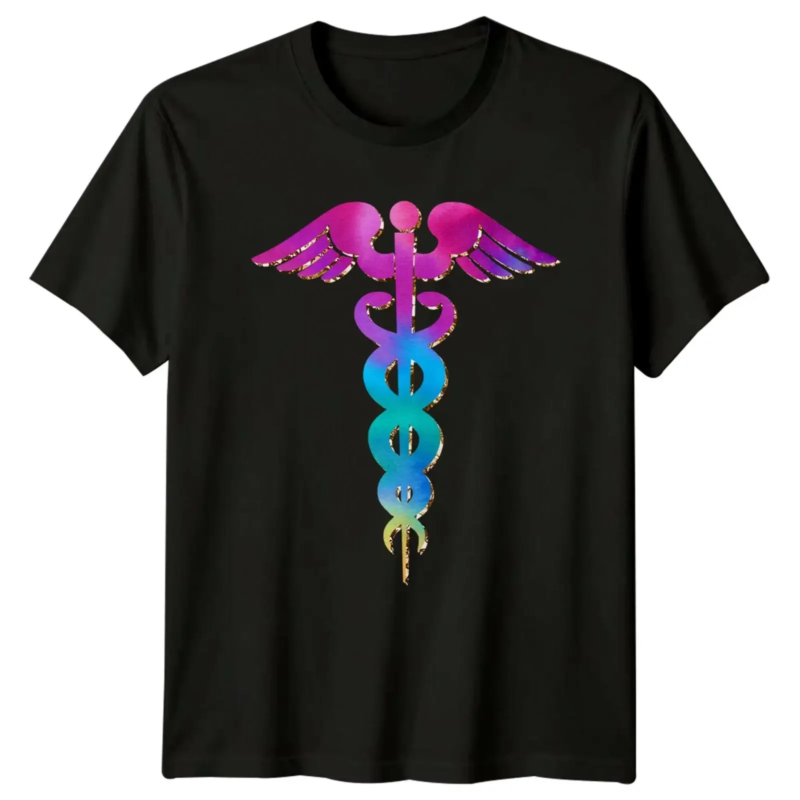 Rainbow Caduceus Nurse T Shirt Medical Symbol  vintage Washed Slightly designer clothes Comfortable Unisex streetwear