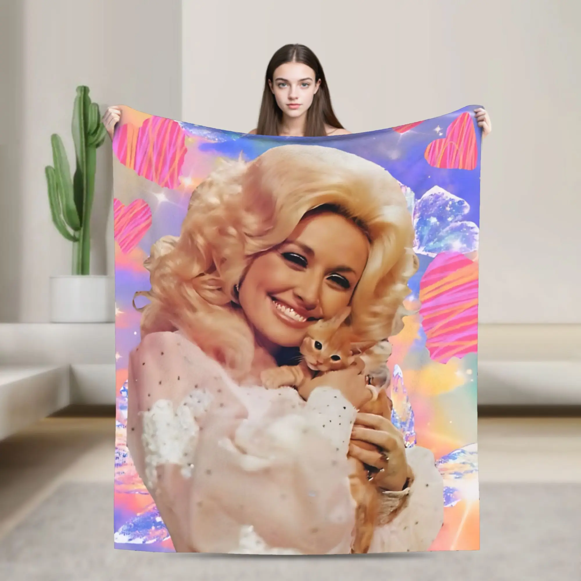 D-Dollys Singer Velvet Throw Blankets Dolly Parton Blanket for Bedding Bedroom Ultra-Soft Plush Thin Quilt