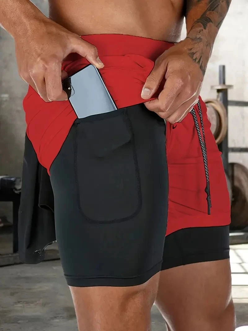 Pantalones cortos de gimnasio de verano Anime JoJo Bizarre Adventure Print 2 en 1 pantalones cortos de rendimiento Fitness pantalones cortos deportivos de compresión de secado rápido