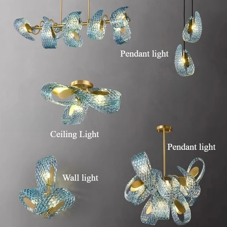 Modern Blue Glass Led Pendant Lamps Designer Hanging Lamps for Hallway Bar Bedroom Chandelier Suspension Luminaire Lighting