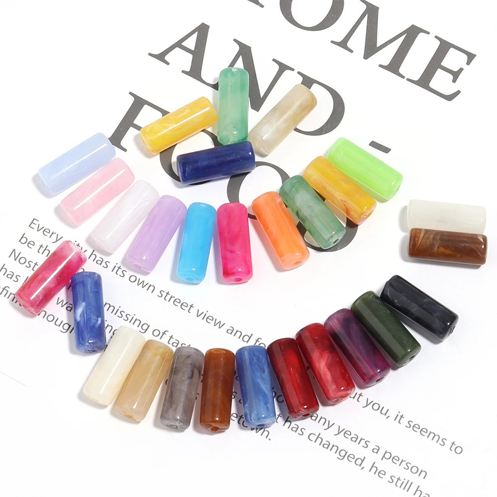 

50pcs Acrylic Beads Cylinder Shape Colorful Loose Spacer Beads for Jewelry Making Bracelet Necklace DIY Accessories