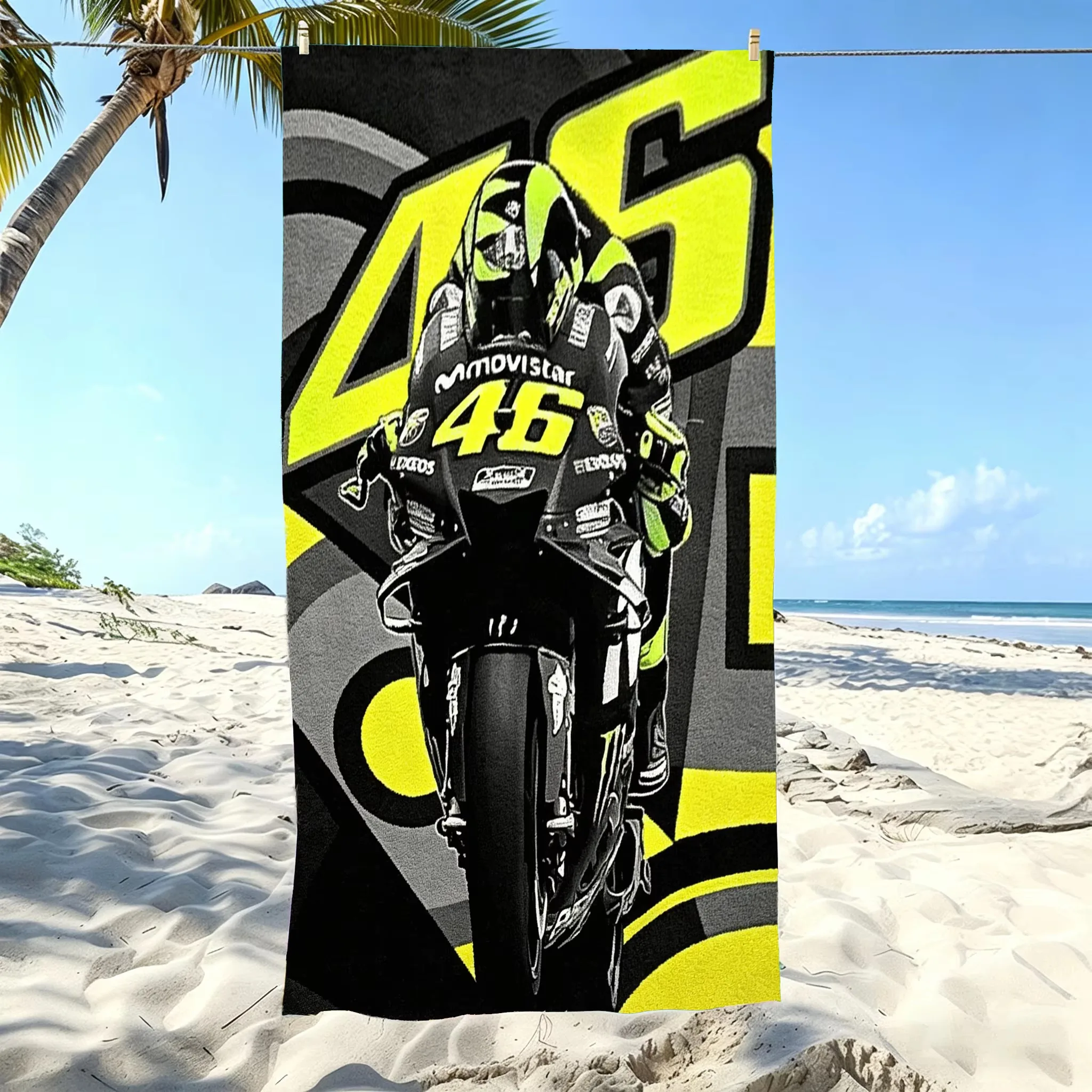 Valentino Rossi VR46 Moto GP Beach Towel Quick Dry Sand Free Microfiber Oversized Sports Towel For Swimming Outdoor Gym