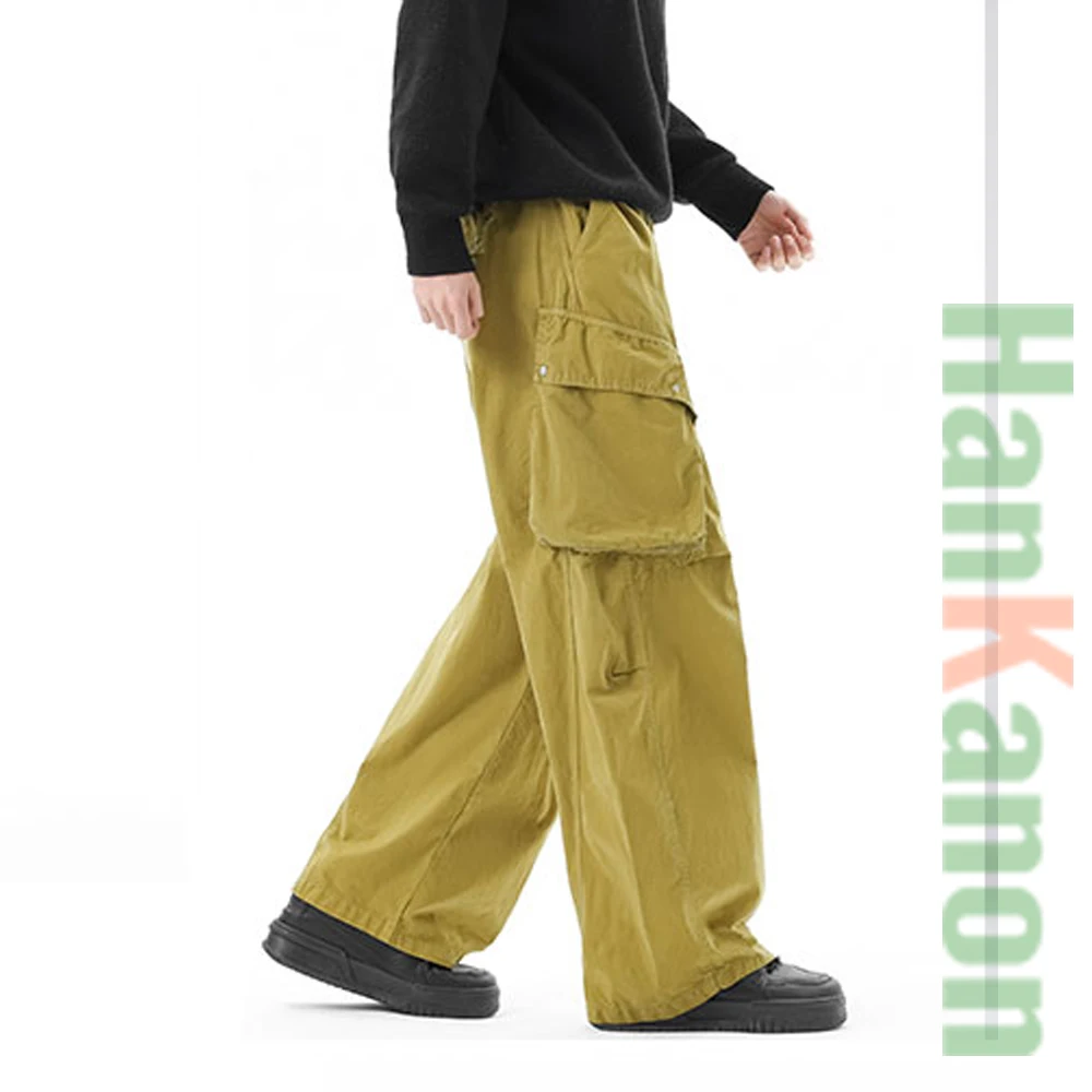 

Men's Cargo Pants 75% Cotton - Multi-Pocket Loose Fit Casual Trousers, Thin Breathable Streetwear for Daily Wear