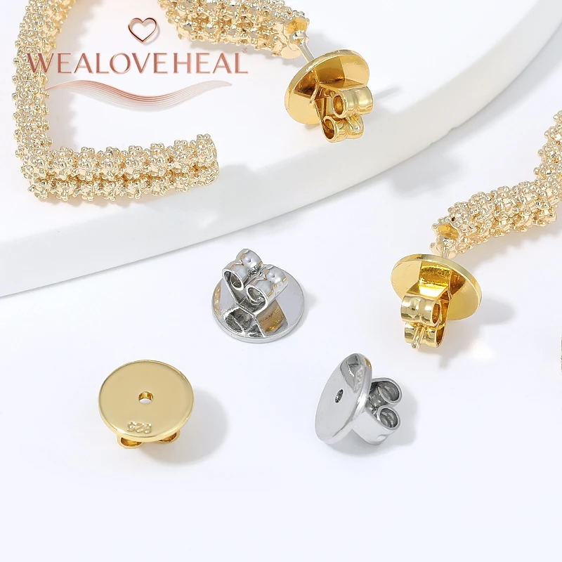 5/10 Stück 18K vergoldete Messing-Ohrringverschlüsse, große Scheiben-Ohrstopper, rutschfeste Ohrringkappen, Schmuckzubehör für DIY-Projekte ​ Zubehör – Detail 19