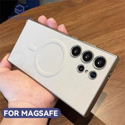 For Samsung Galaxy S25 Plus S24 S23 Ultra 25ultra Case Business PU Leather Luxury Mangetic Shockproof Bumper Cover For Magsafe
