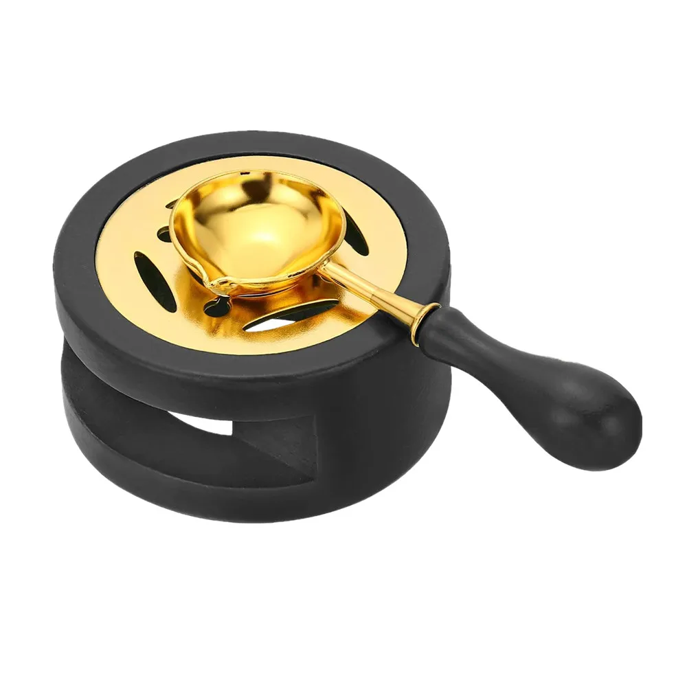 1set Wax Seal Warmer Kit, Houten Wax Seal Oven met Smeltlepel Seal Wax Smeltoven Tool voor het smelten van Lakzegelkralen
