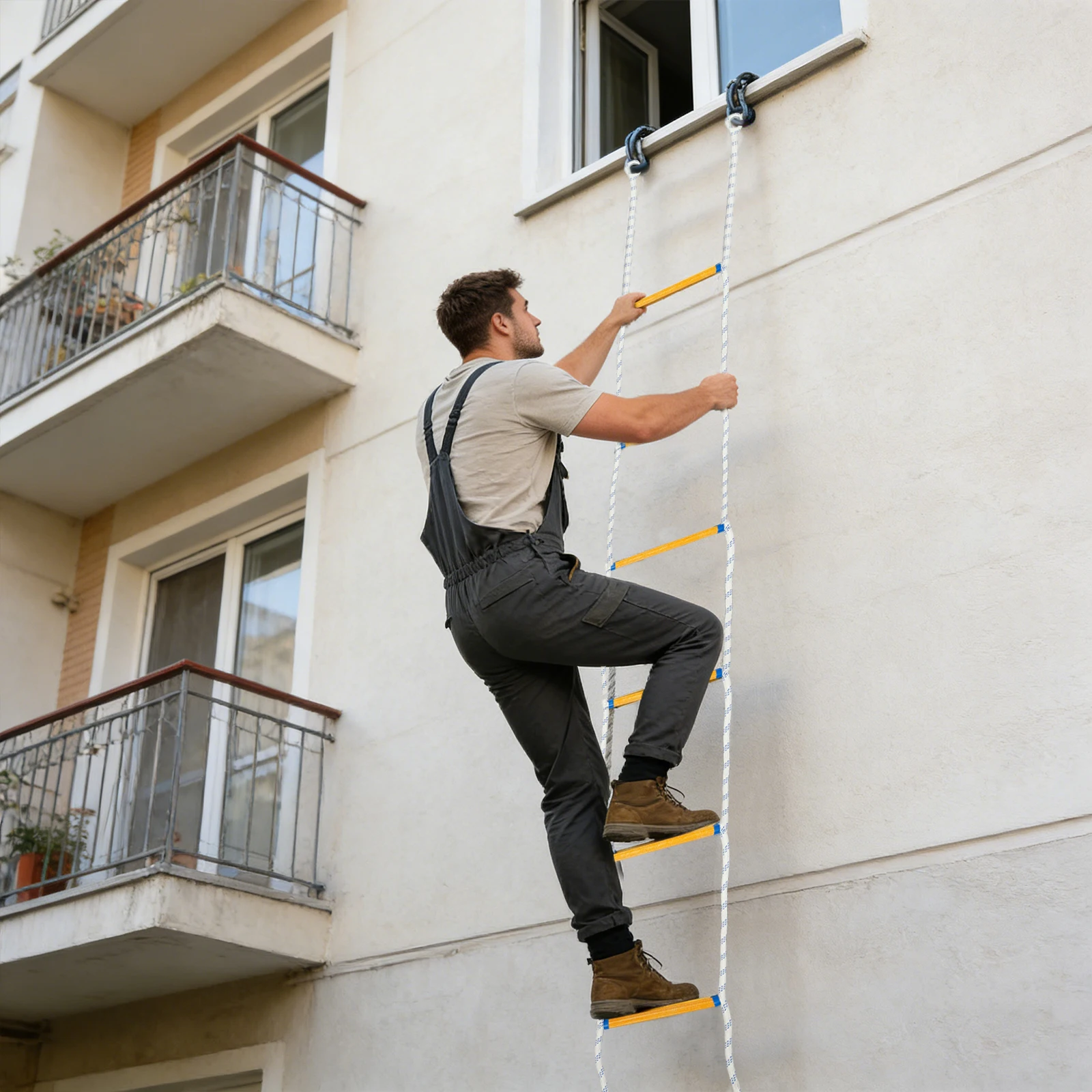

Emergency Fire Escape Ladder with Hooks 18.32m/60.1ft Length Safety Ladder for Home And Office Use