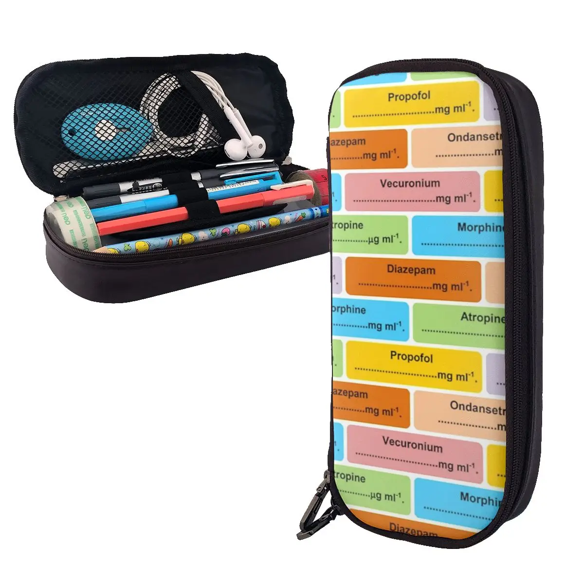 Anaesthetist Anesthetist Anesthesiologist Drug Label Leather Pencil Cases Pen Holder Storage Stationery Supplies