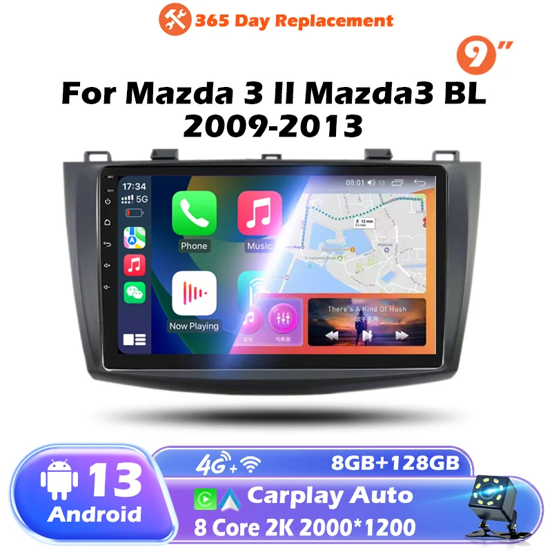 Android Car Radio for Mazda 3 II Mazda3 BL 2009-2013 Multimedia Player Stereo Navigation Carplay Speakers Head Unit Video Audio