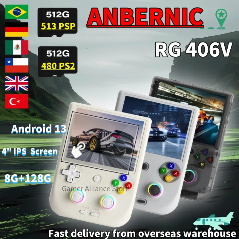 ANBERNIC RG406V RG 406V Retro Handheld Game Console Video Game Consoles 4 IPS touch Screen Android13 PSP PS2 Game Christmas Gift