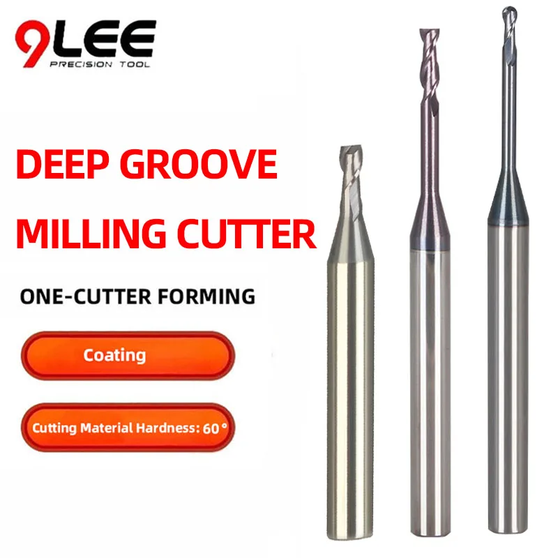 

1PCTungsten Steel Deep Groove Milling Cutter 60 Degree CNC Machine Tool Long Diameter Deep Hole Flat Head Ball Round Nose Cutter