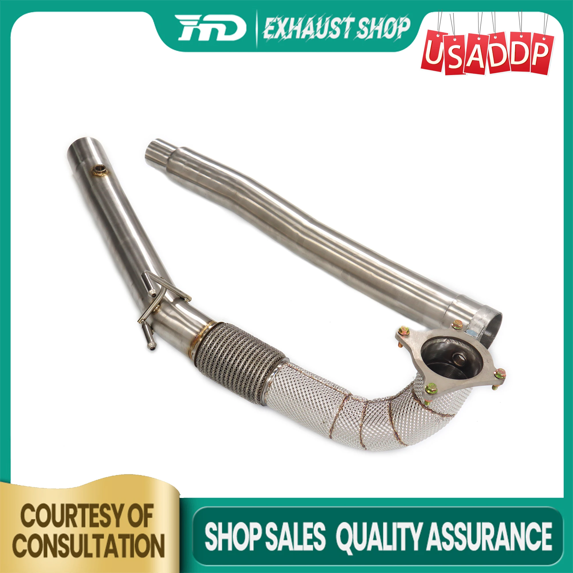 

Exhaust system for Volkswagen Golf R MK6 2.0T Stainless steel Heat shield Precise installation High performance Downpipe