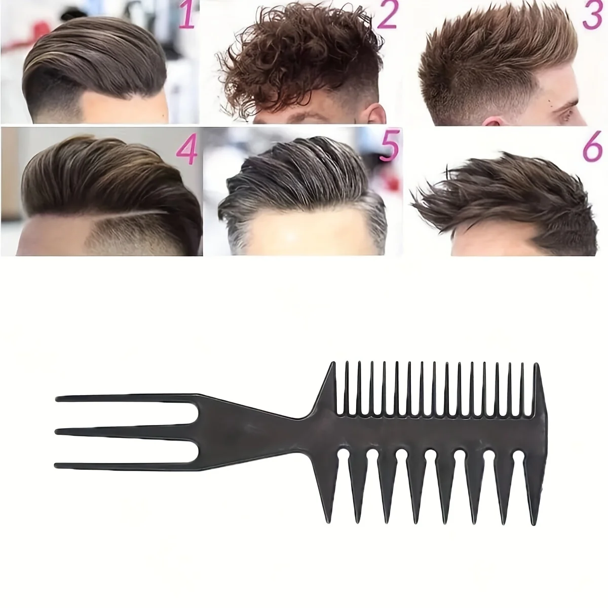 Retro Style Men's Oil Head Comb, Double-Sided Comb, Wide Teeth, ABS Handle, Professional Hair Styling Tool