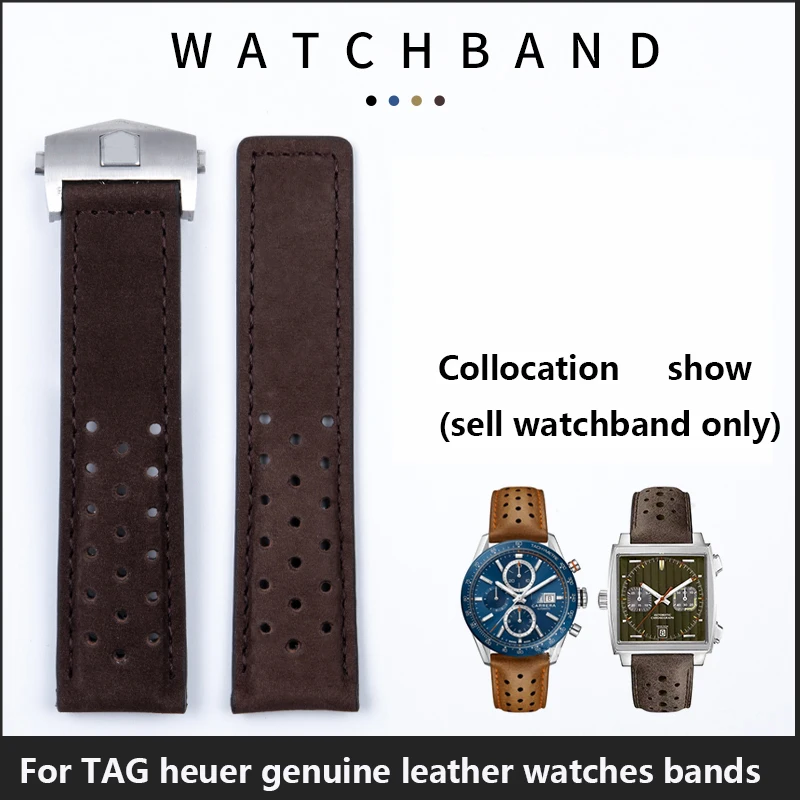 Suede Genuine Leather watchband for TAG Heuer MONACO watches strap black brown blue 20mm 22mm 24mm cow leather wrist band