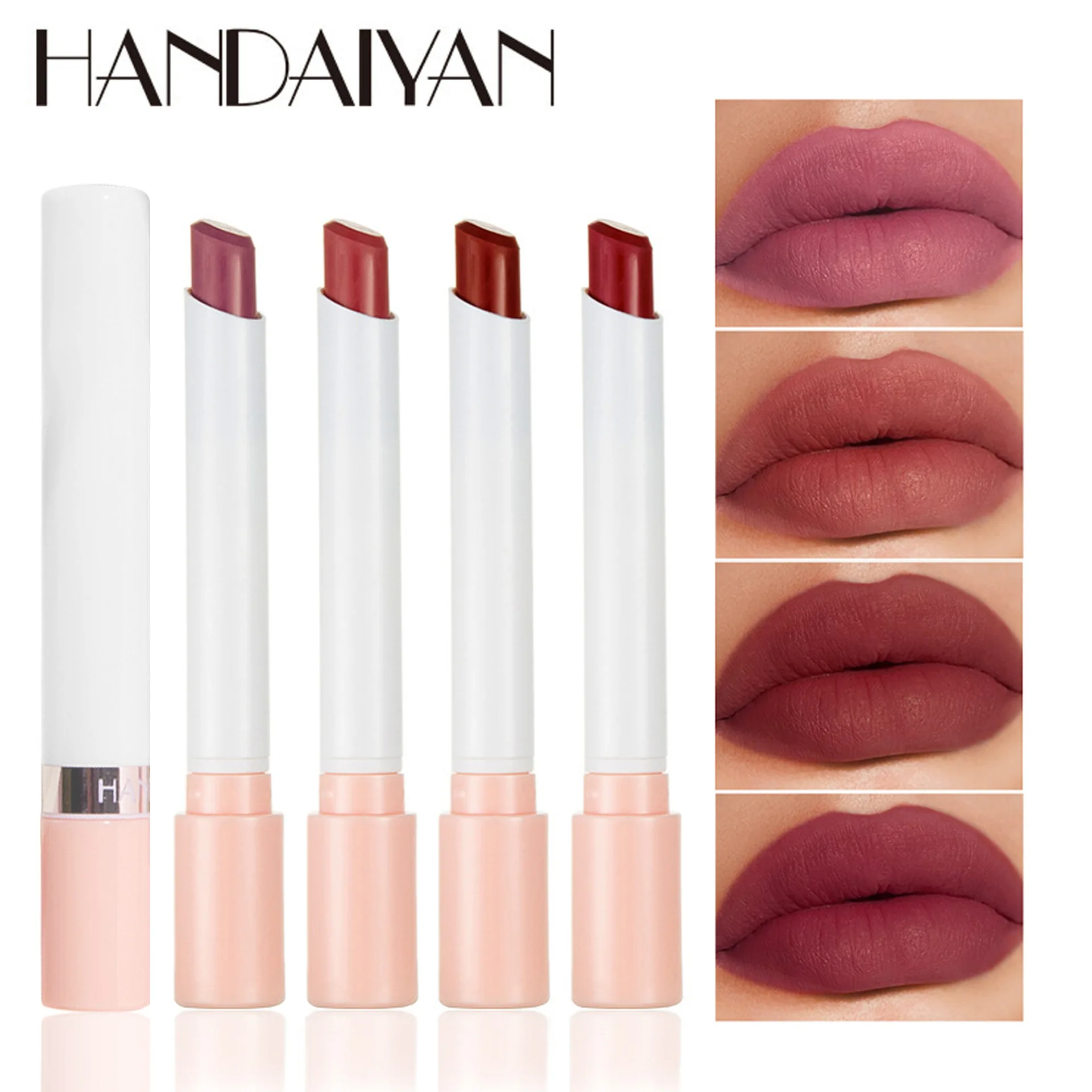 Matte Lipstick Set, Projetado para durar muito tempo e não desaparecer, 4 Packs de cigarros