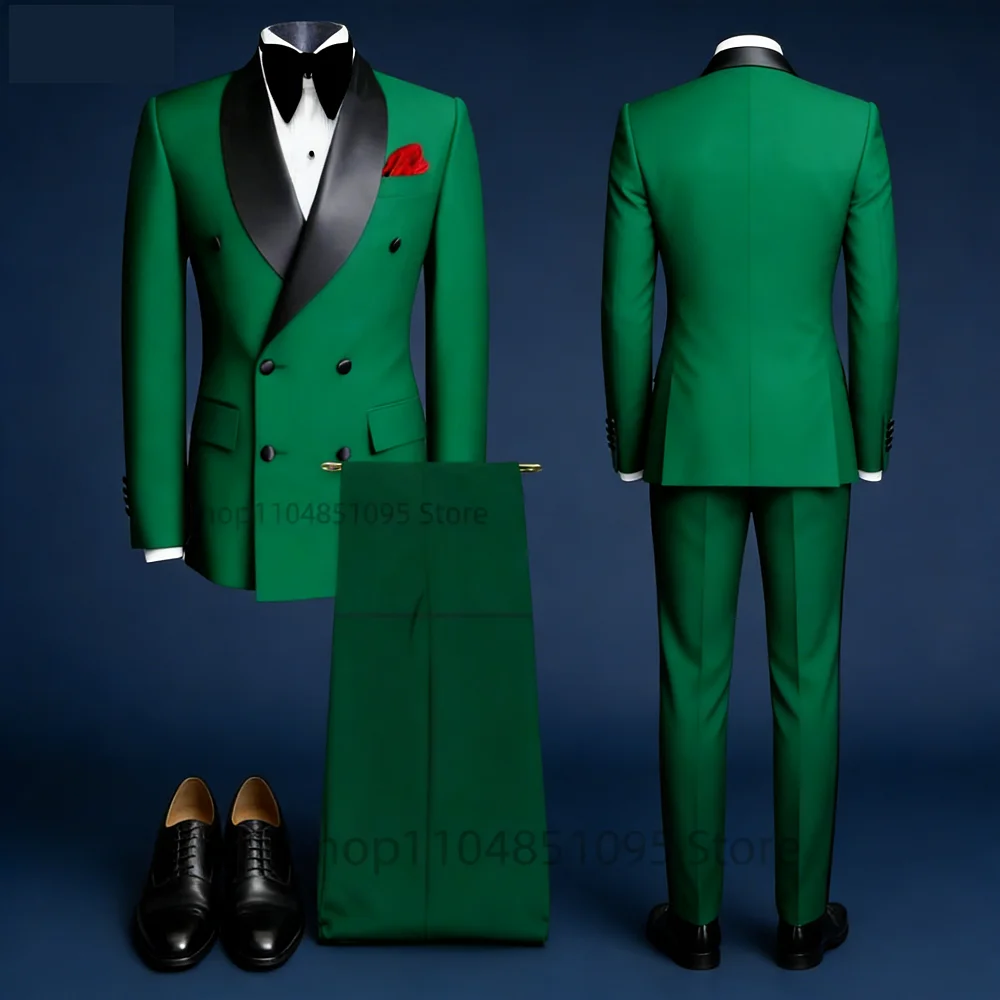 

Мужской костюм-двойка: смокинг для жениха и свидетеля, приталенный, с шалевым воротником, двубортный пиджак и брюки, деловой стиль, мужская одежда