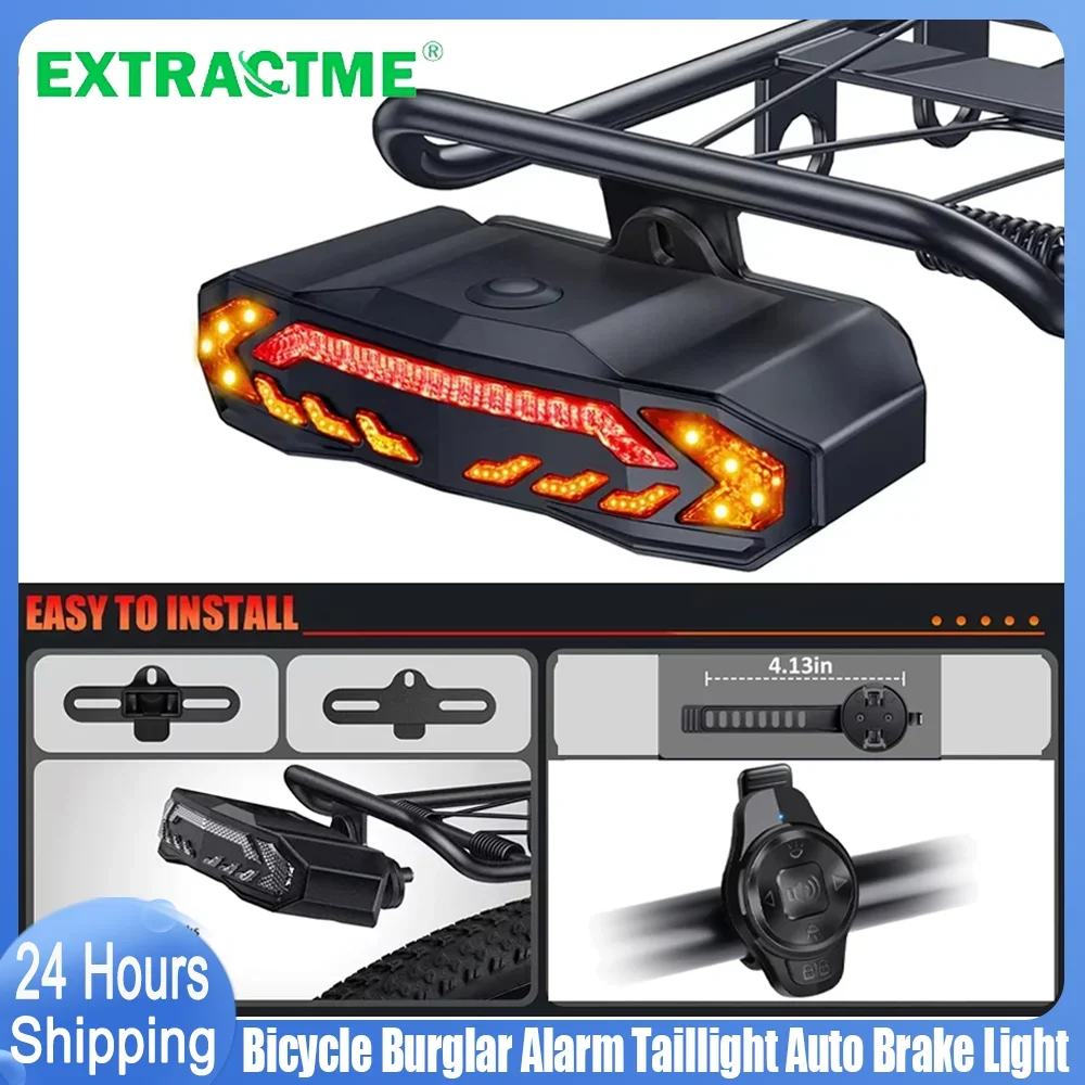 

New Bicycle Burglar Alarm Taillight IP65 Waterproof USB Charge Scooter Bike Rear Lamp Turn Signal Warning Auto Brake Light