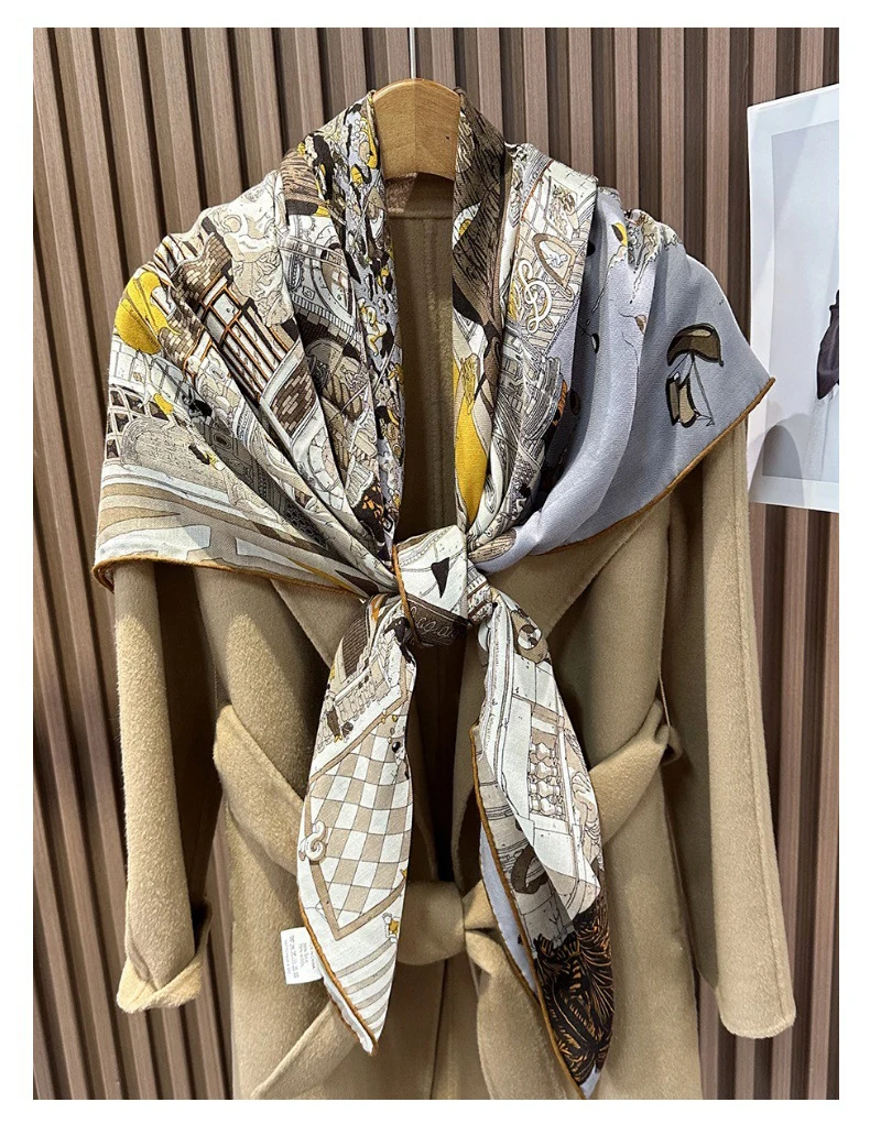 30% الحرير 70% وشاح من الصوف 135 سنتيمتر شالات مربعة كبيرة الفاخرة مصمم النساء توالت حواف عصابات هدية الكريسماس سرق