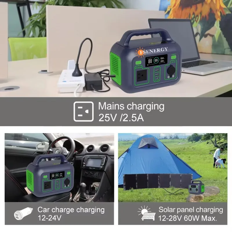 Europe Off Grid Solar Energy System Energy Storage Lithium Battery 300W 500W Solar Power Bank Portable Mini Solar Generator