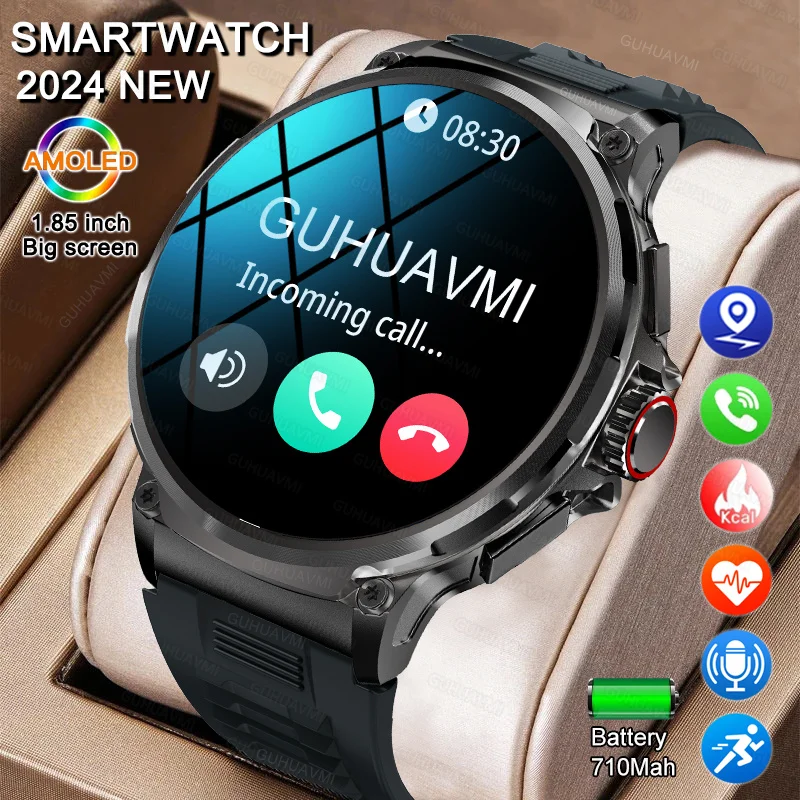 

2024 GPS Track Smart Watch Men 1.85"Ultra HD AMOLED Screen 710 Mah Battery BT Call IP68 Waterproof Smartwatch For Huawei Xiaomi