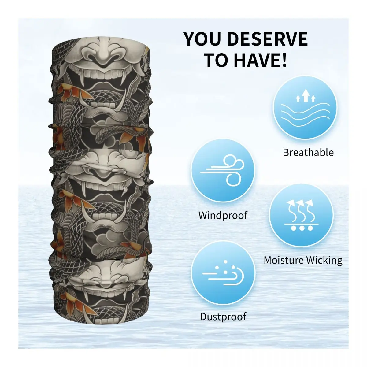 Custom Japan Tattoo Oni Bandana Neck Warmer Women Men Winter Ski Hiking Scarf Gaiter Yakuza Samurai Face Cover