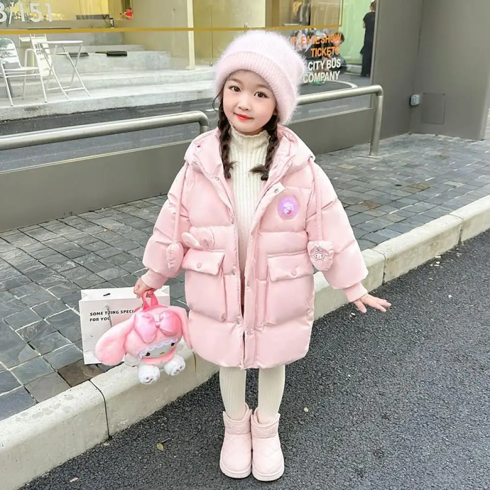 Sanrio Girls Kuromi Cotton Coat Child Thicken Cotton Clothes Coat My Melody Kawaii Cartoon Jacket Overcoat Children's Clothing