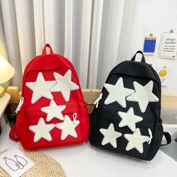 Fashion Stars Backpack Women's Waterproof Nylon Canvas Backpack Teenagers Large Capacity Student Schoolbag Travel Bag