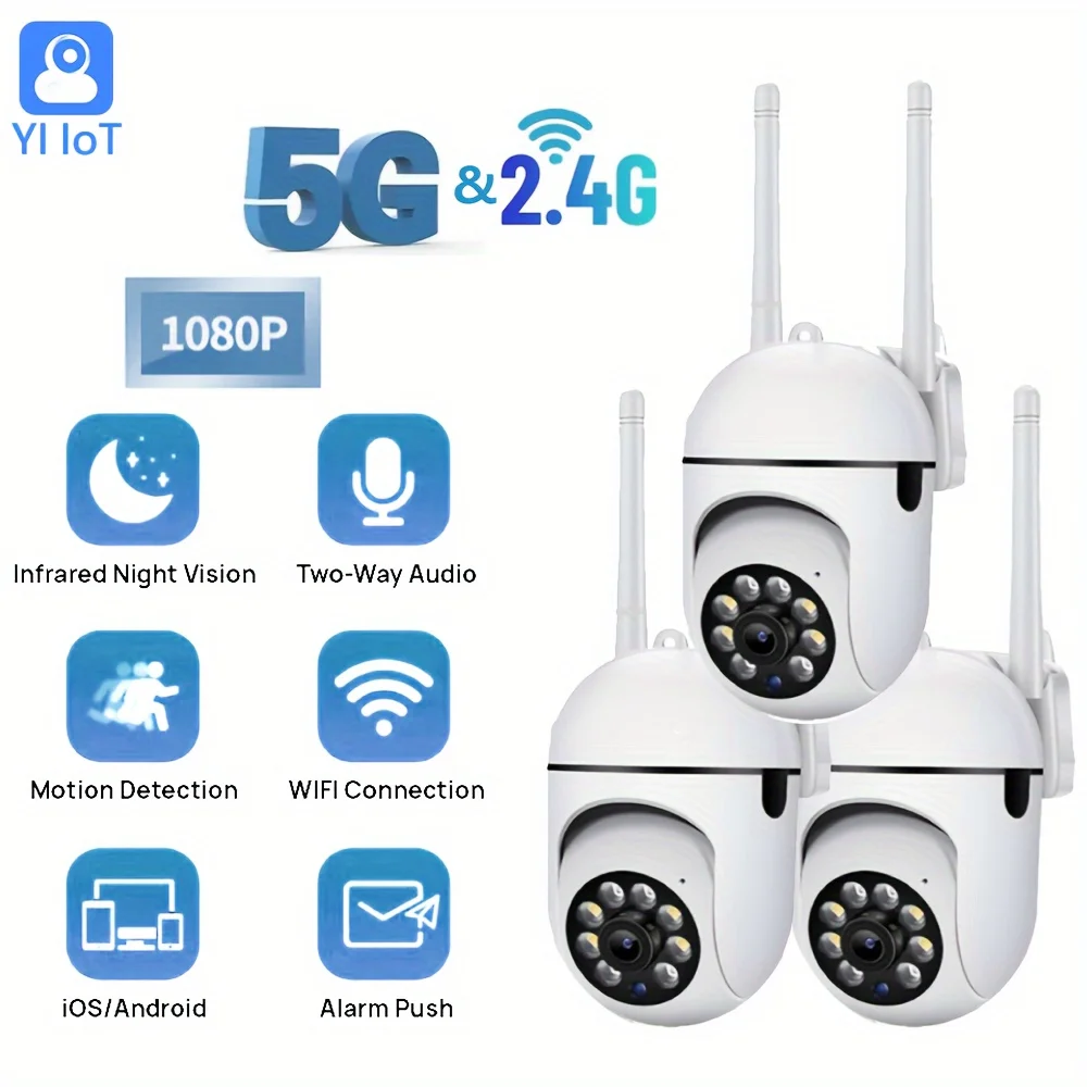 3 قطع YI IoT 1080P كاميرا لاسلكية 5G Wifi Security ثنائي النطاق، تتبع تلقائي، كشف الشخص، رؤية ليلية مطورة