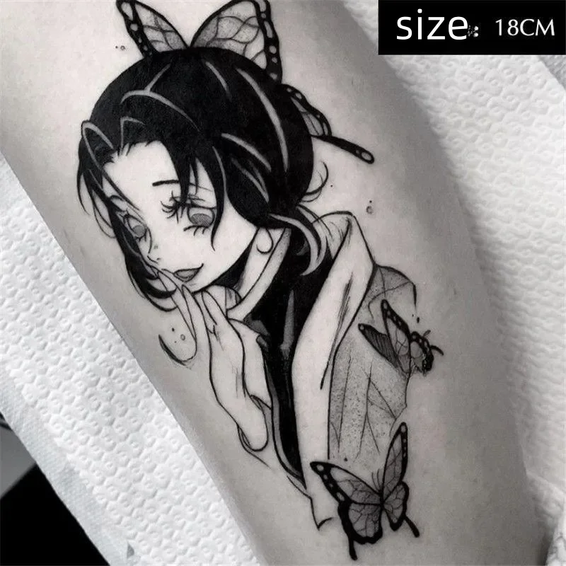 

Аниме Kimetsu No Yaiba Kochou Shinobu временные татуировки мультфильм большой размер переводная татуировка боди-арт водостойкие поддельные татуировки наклейки
