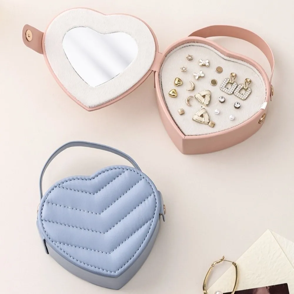 

Портативная коробка для хранения ювелирных изделий в форме сердца, дисплей для колец, органайзер для ювелирных изделий, держатель для сережек, компактная коробка для упаковки подарков на день Святого Валентина