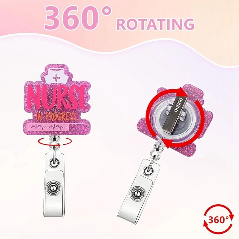 

Retractable-ID Badge Holder With Clip 5 Pcs Acrylic Badge Reel With Alligator Clip