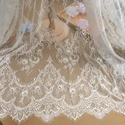 Width(Height) 150CM Scallop Design Eyelash Chantilly Lace Off White Wedding Bridal Veil Lace 3 Meters Long