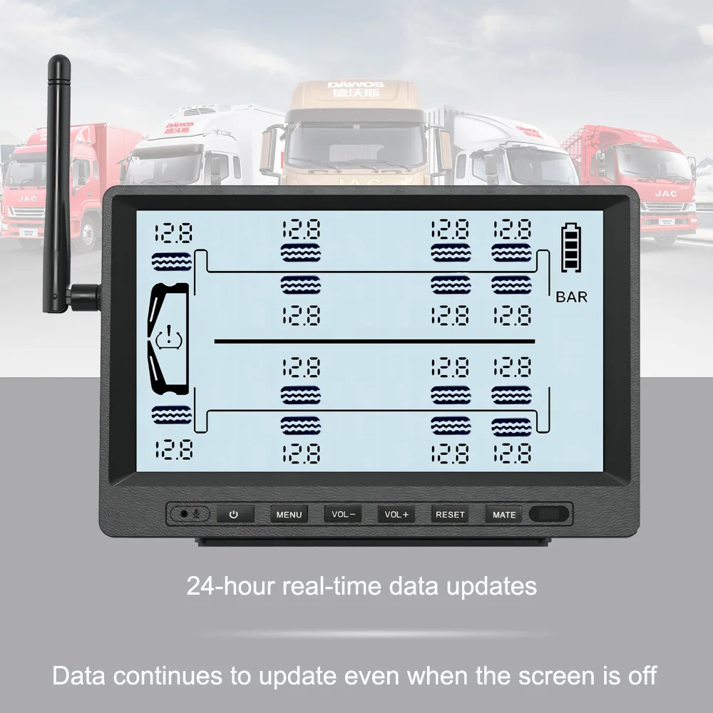 14 عجلة TPMS ضغط الإطارات العالمي للمركبات مع شحن الطاقة الشمسية مراقبة ضغط الإطارات الخارجية اللاسلكية
