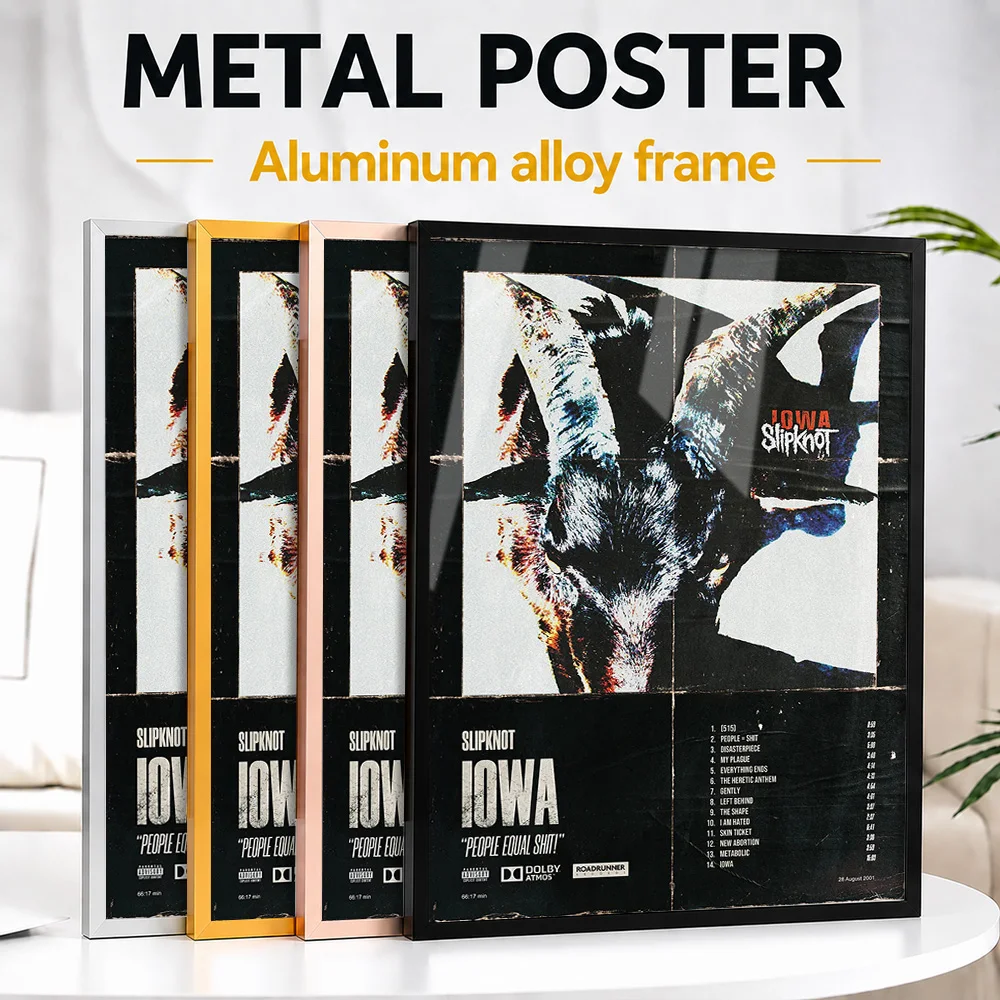 Slipknot Framed Metal Print Customized Photo High Contrast Stage Style Wall Art For Recording Studio Thoughtful Musician Gift