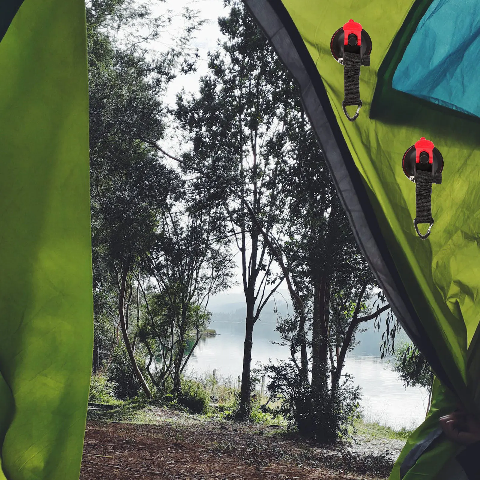 2 Pcs Car Mounted Hooks Camping Tent Accessories Heavy Duty Suction Cup Window Supplies