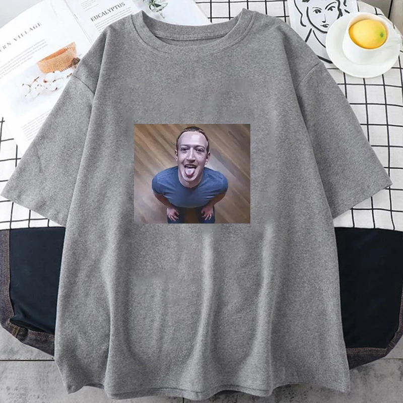 Funny Bad Expression Graphic Men Women T-shirt Mark Zuckerberg Good Joke T-shirt Short-sleeved Round Neck Neutral Shirt Tee Top